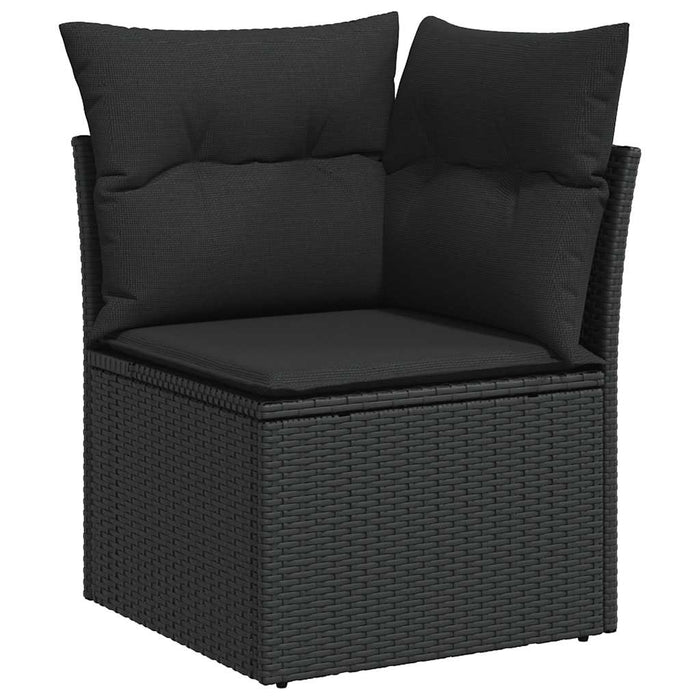 Set Divani Giardino 10pz con Cuscini Nero in Polyrattan Acacia 3327751