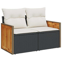 vidaXL Set Divani Giardino 10pz con Cuscini Nero in Polyrattan Acacia