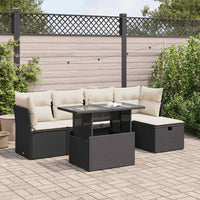 vidaXL Set Divano da Giardino 6 pz con Cuscini Nero in Polyrattan