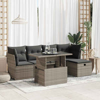 vidaXL Set Divano da Giardino 6 pz con Cuscini Grigio in Polyrattan