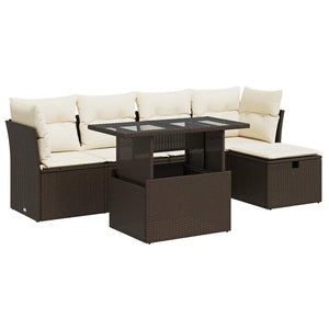vidaXL Set Divano da Giardino 6 pz con Cuscini Marrone in Polyrattan