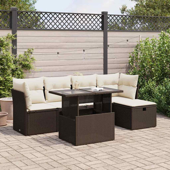 vidaXL Set Divano da Giardino 6 pz con Cuscini Marrone in Polyrattan