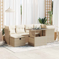 vidaXL Set Divani da Giardino 7 pz con Cuscini Beige in Polyrattan