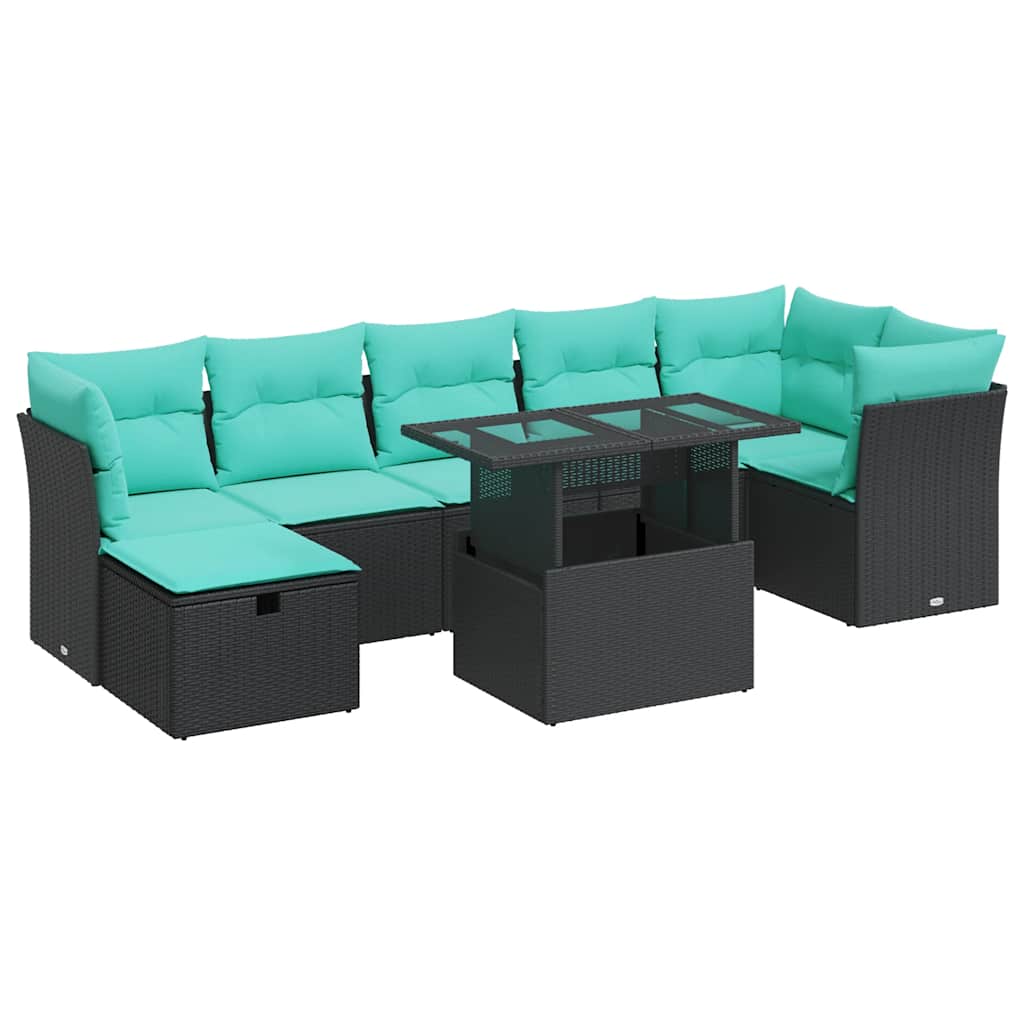 Set Divano da Giardino 8pz con Cuscini Grigio Polyrattan Acacia 3327787