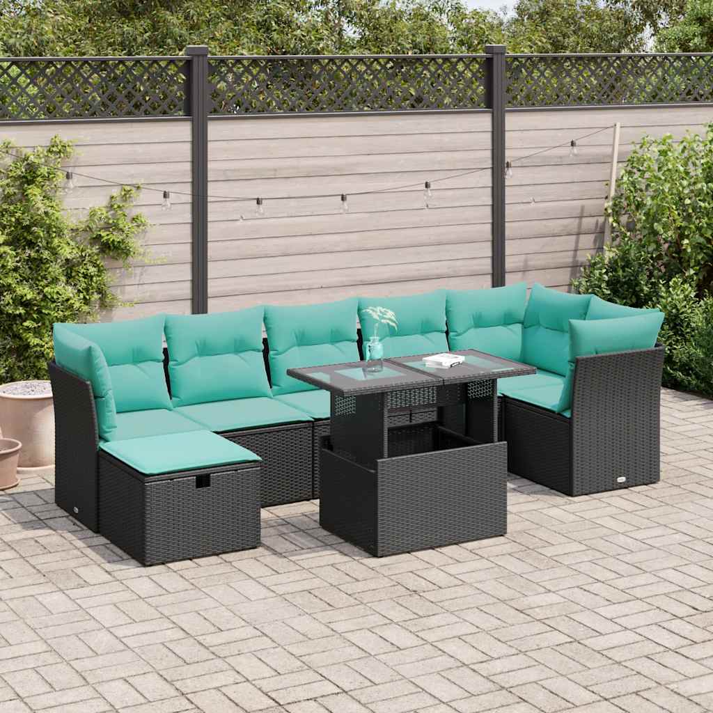 Set Divano da Giardino 8pz con Cuscini Grigio Polyrattan Acacia 3327787