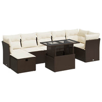 Set Divani da Giardino 8 pz con Cuscini Marrone in Polyrattan 3327793