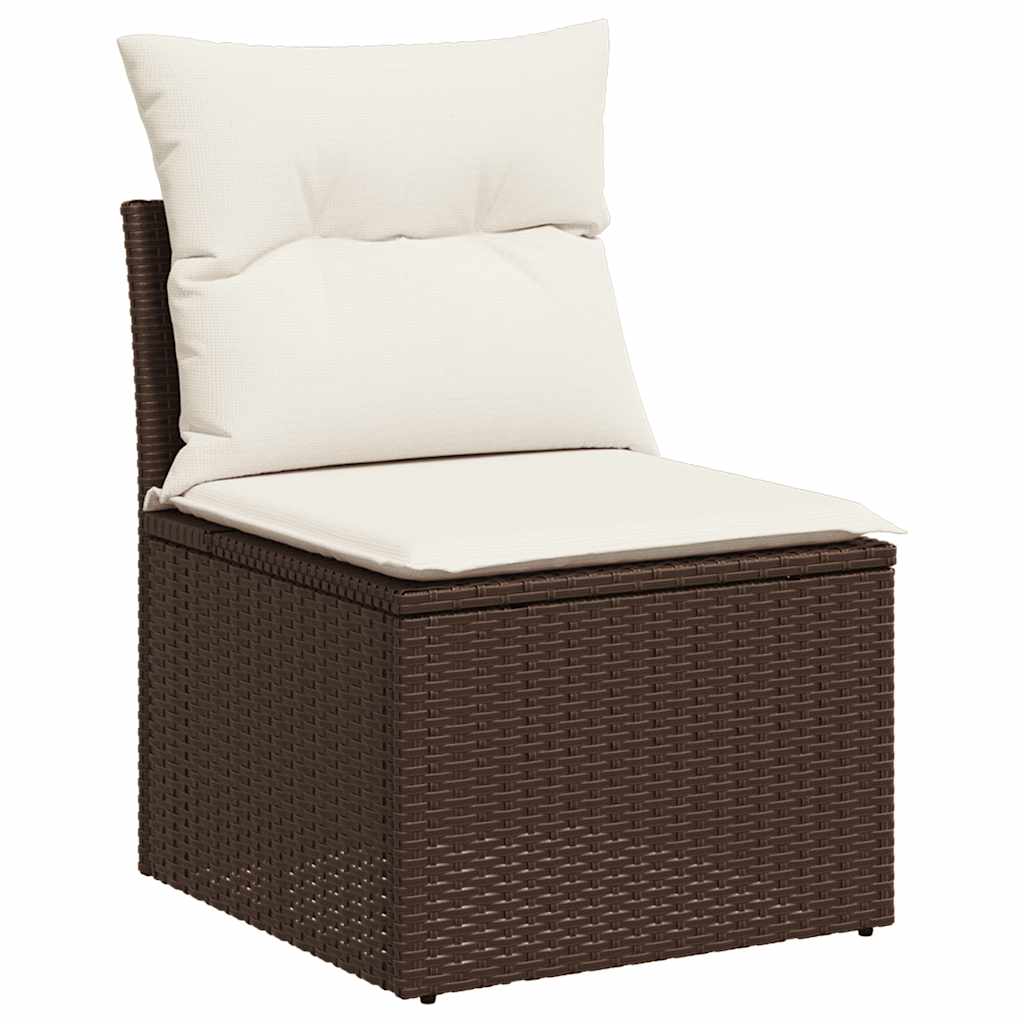 Set Divani da Giardino 8 pz con Cuscini Marrone in Polyrattan 3327793