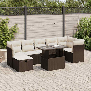 vidaXL Set Divani da Giardino 8 pz con Cuscini Marrone in Polyrattan