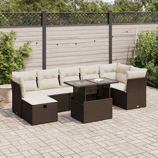 vidaXL Set Divani da Giardino 8 pz con Cuscini Marrone in Polyrattan