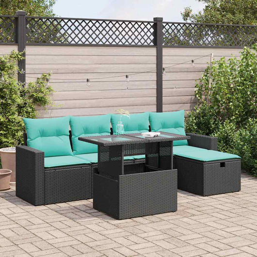 Set Divano da Giardino 6pz con Cuscini Grigio Polyrattan Acacia 3327807