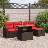 vidaXL Set Divano da Giardino 6 pz con Cuscini Marrone Polyrattan Acacia