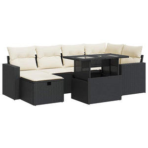 Set Divani da Giardino con Cuscini 7pz Nero Polyrattan 3327816