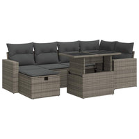 vidaXL Set Divani da Giardino 7 pz con Cuscini Grigio in Polyrattan