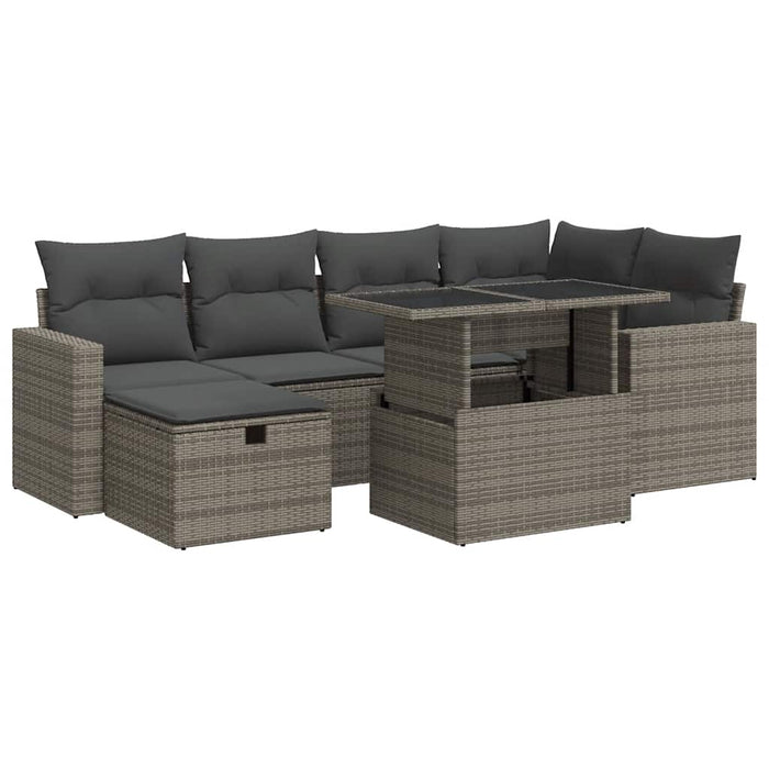 vidaXL Set Divani da Giardino 7 pz con Cuscini Grigio in Polyrattan