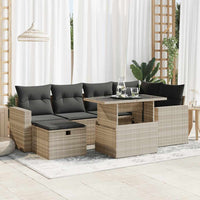 vidaXL Set Divani da Giardino 7pz con Cuscini Grigio Chiaro Polyrattan
