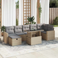 vidaXL Set Divano da Giardino 8 pz con Cuscini Beige in Polyrattan