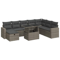 vidaXL Set Divano da Giardino 9 pz con Cuscini Grigio in Polyrattan