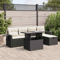 Set Divano da Giardino 6 pz con Cuscini Nero in Polyrattan 3327846
