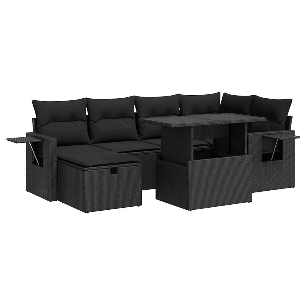 Set Divani da Giardino con Cuscini 7pz Nero Polyrattan 3327855