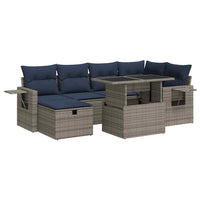vidaXL Set Divani Giardino 7 pz con Cuscini Grigio Polyrattan Acacia