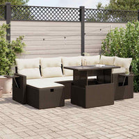 Set Divani da Giardino 7 pz con Cuscini Marrone in Polyrattan 3327863