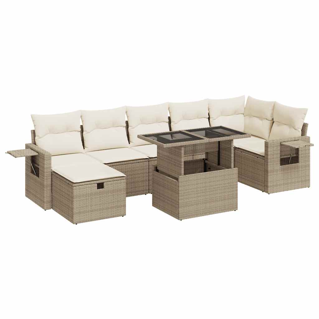 vidaXL Set Divano da Giardino 8 pz con Cuscini Beige in Polyrattan