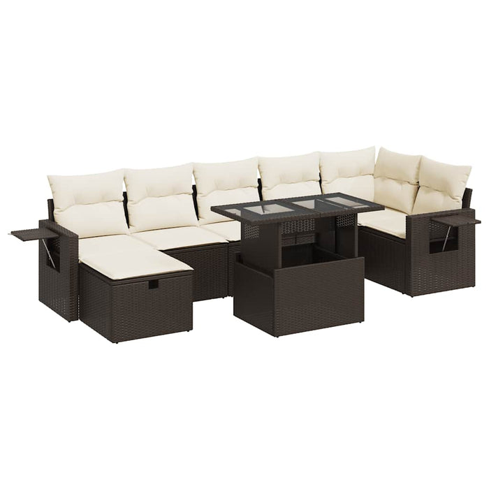 Set Divani da Giardino 8 pz con Cuscini Marrone in Polyrattan 3327873