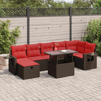 vidaXL Set Divani da Giardino con Cuscini 8 pz Marrone Polyrattan Acacia