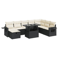 vidaXL Set Divani da Giardino 9 pz con Cuscini Nero in Polyrattan