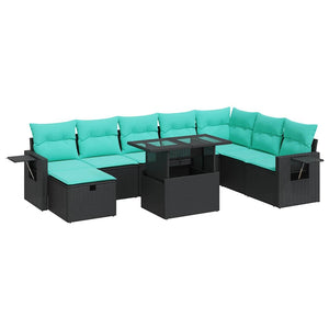 Set Divano da Giardino 9pz con Cuscini Grigio Polyrattan Acacia 3327877