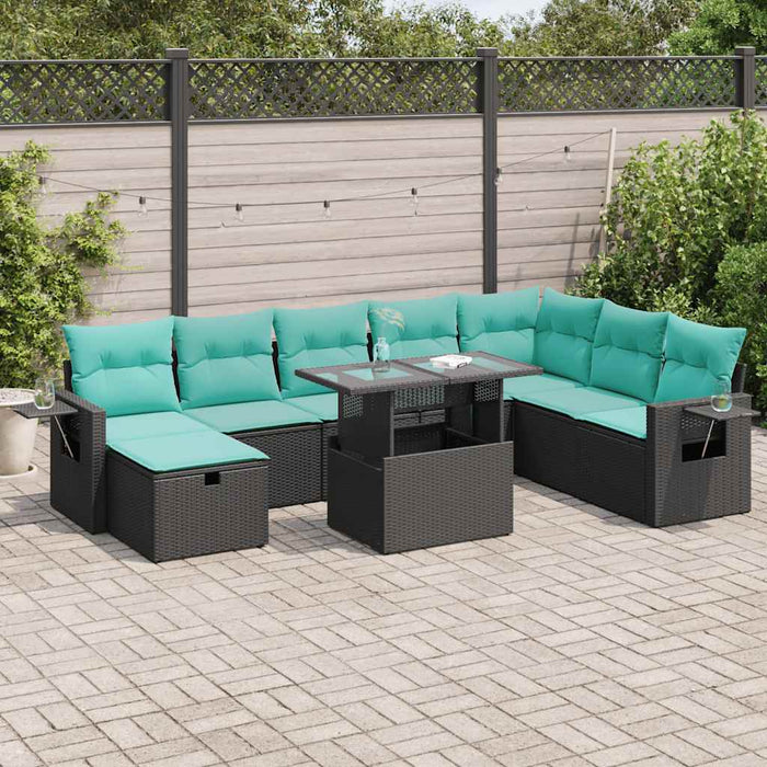 Set Divano da Giardino 9pz con Cuscini Grigio Polyrattan Acacia 3327877