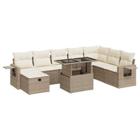 Set Divano da Giardino 9 pz con Cuscini Beige in Polyrattan 3327878