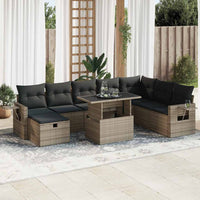 vidaXL Set Divano da Giardino 9 pz con Cuscini Grigio in Polyrattan