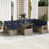 vidaXL Set Divani Giardino 9 pz con Cuscini Grigio Polyrattan Acacia
