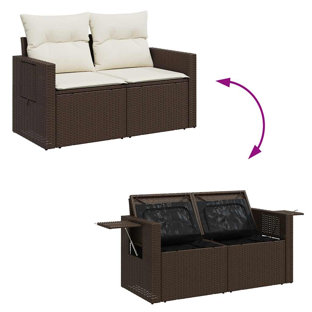 vidaXL Set Divani da Giardino 9pz con Cuscini Marrone in Polyrattan