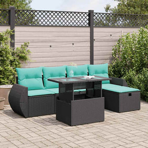 Set Divano da Giardino 6pz con Cuscini Grigio Polyrattan Acacia 3327887