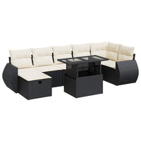 vidaXL Set Divani da Giardino con Cuscini 8 pz Nero in Polyrattan