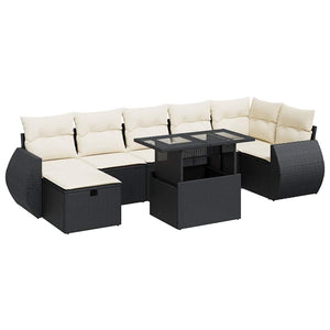 vidaXL Set Divani da Giardino con Cuscini 8 pz Nero in Polyrattan