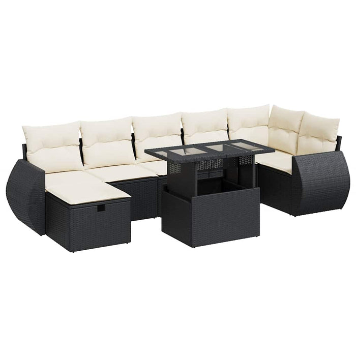 vidaXL Set Divani da Giardino con Cuscini 8 pz Nero in Polyrattan