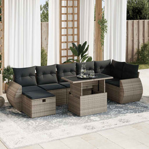 vidaXL Set Divano da Giardino 8 pz con Cuscini Grigio in Polyrattan