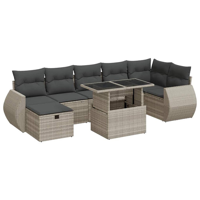 vidaXL Set Divano da Giardino 8pz con Cuscini Grigio Chiaro Polyrattan