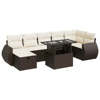 vidaXL Set Divani da Giardino 8 pz con Cuscini Marrone in Polyrattan