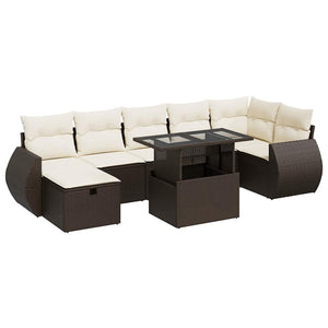 vidaXL Set Divani da Giardino 8 pz con Cuscini Marrone in Polyrattan