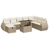 vidaXL Set Divano da Giardino 9 pz con Cuscini Beige in Polyrattan