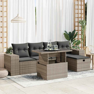 vidaXL Set Divano da Giardino 6 pz con Cuscini Grigio in Polyrattan