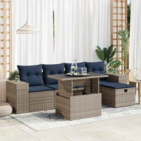 vidaXL Set Divano Giardino 6 pz con Cuscini Marrone Polyrattan Acacia