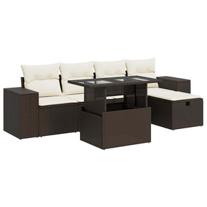 vidaXL Set Divano da Giardino 6 pz con Cuscini Marrone in Polyrattan