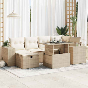vidaXL Set Divano da Giardino 8 pz con Cuscini Beige in Polyrattan