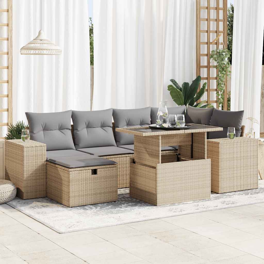 vidaXL Set Divano da Giardino 8 pz con Cuscini Beige in Polyrattan