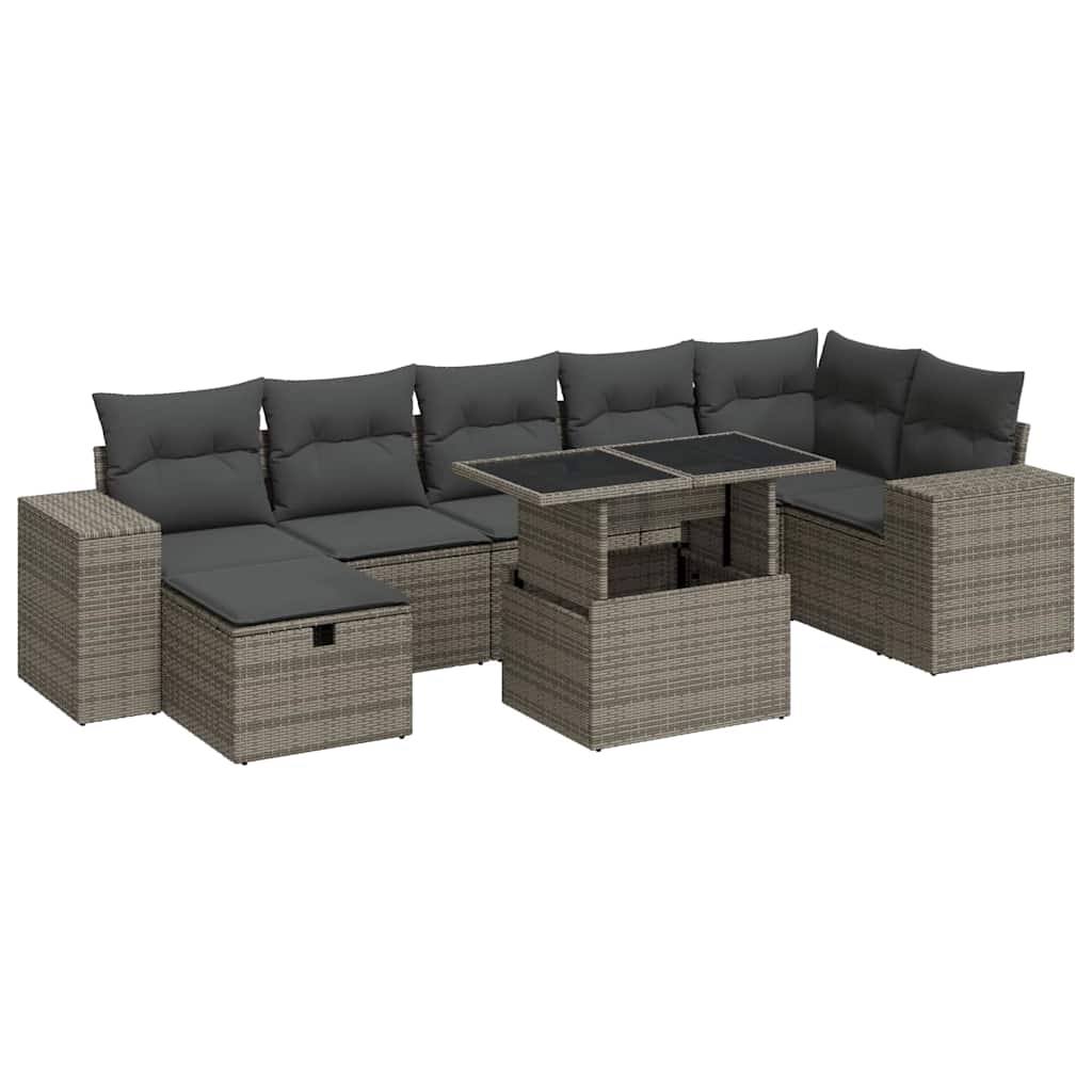 vidaXL Set Divano da Giardino 5 pz con Cuscini Grigio in Polyrattan